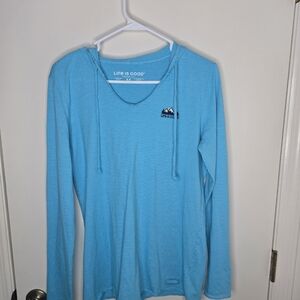 Life is Good Blue Long Sleeve Hoodie Size M
